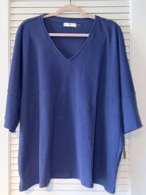 N Natori Tranquility Waffle Knit V-Neck Pajama Top Women Violet Soft Loungewear